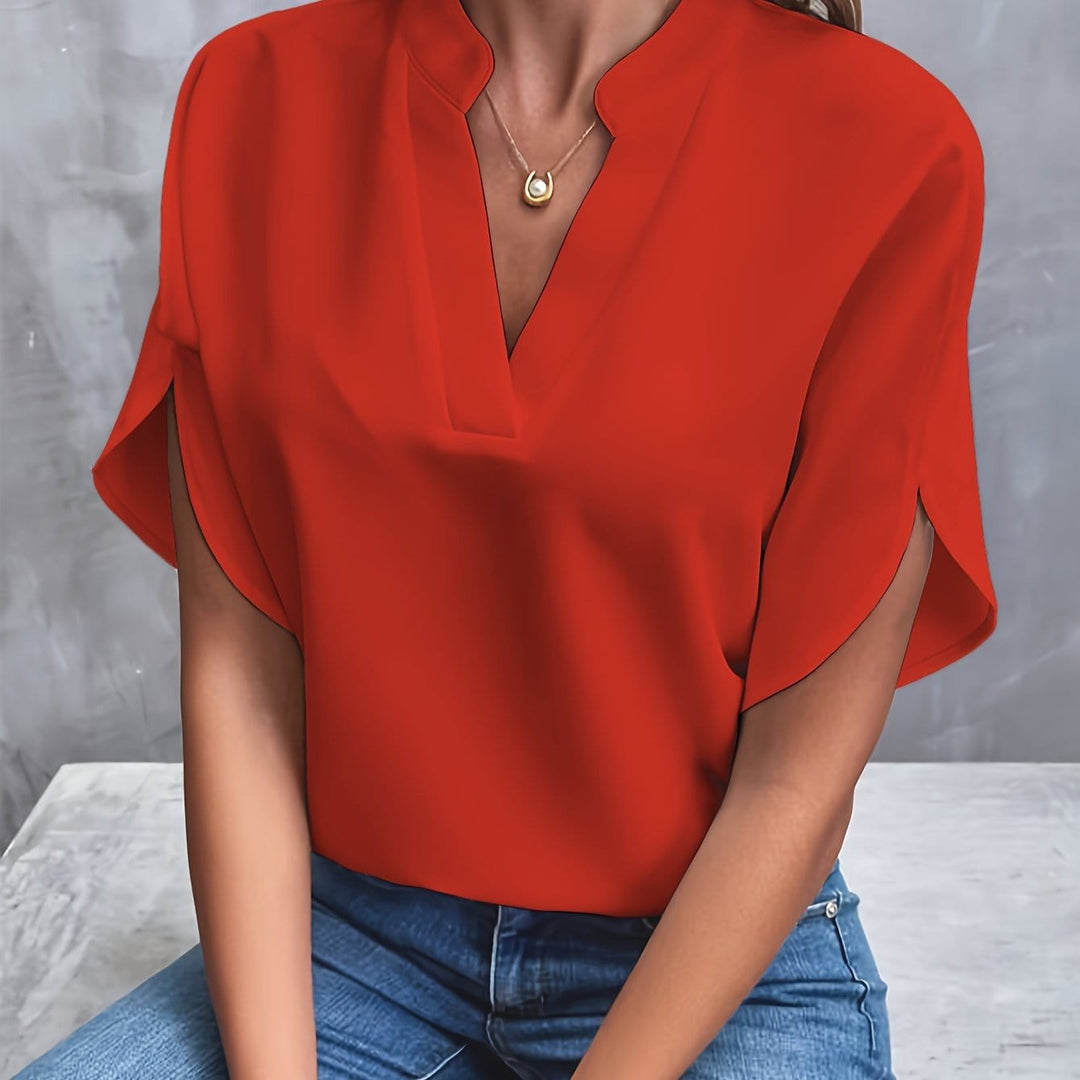 Nicole | Elegant Draped V-Neck Blouse