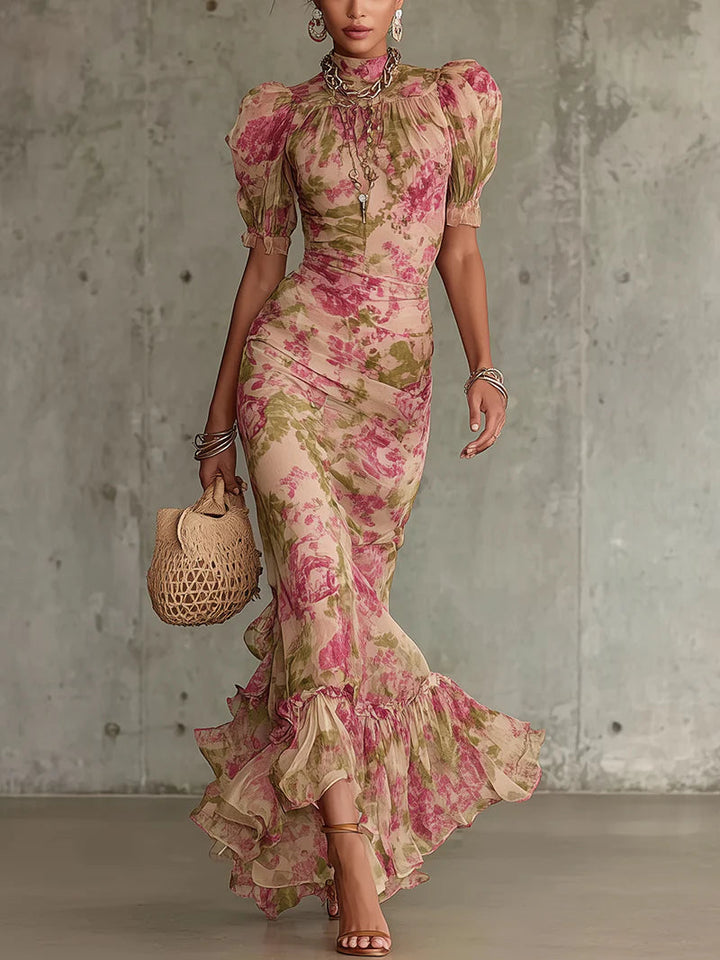 Juliet | Vintage Puffärmar Maxi Klänning