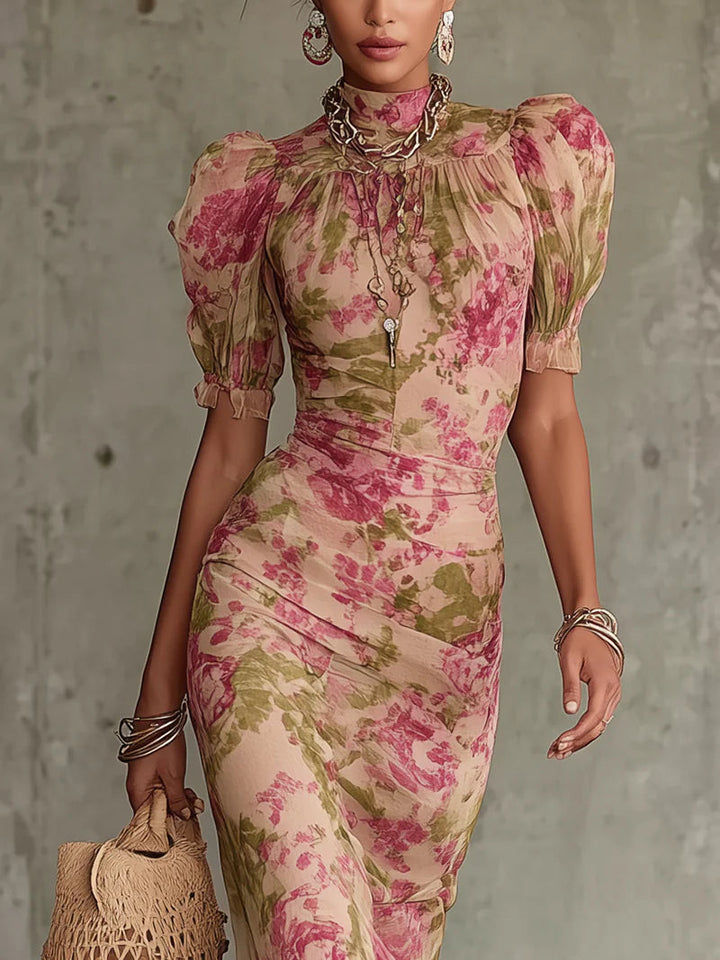 Juliet | Vintage Puffärmar Maxi Klänning