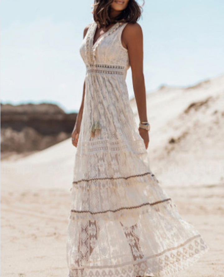 Isabelle | Kvinno sommarklänning Boho Maxi | Strand Casual