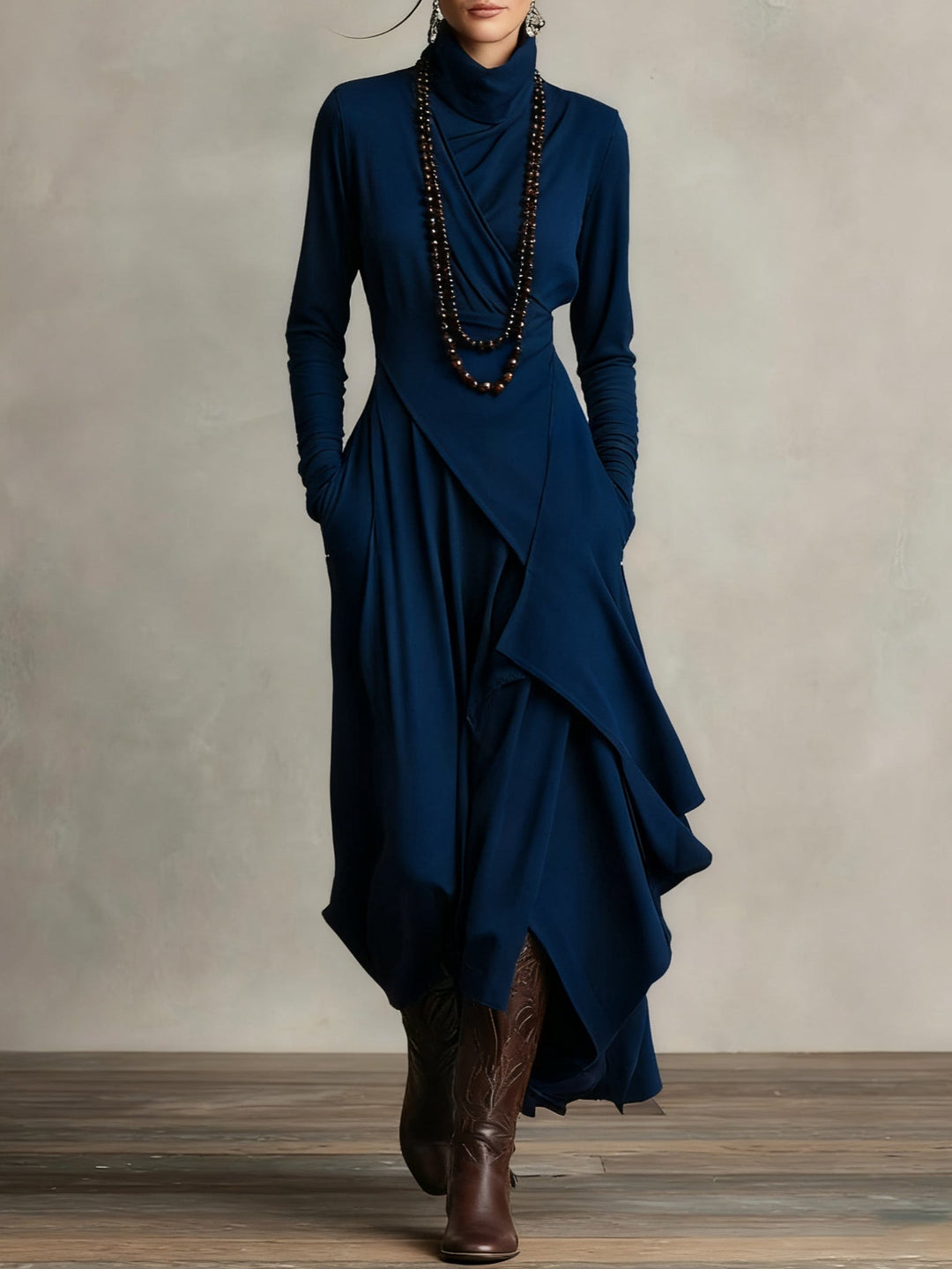 Sierra | Elegant Hög Nack Maxi Klänning
