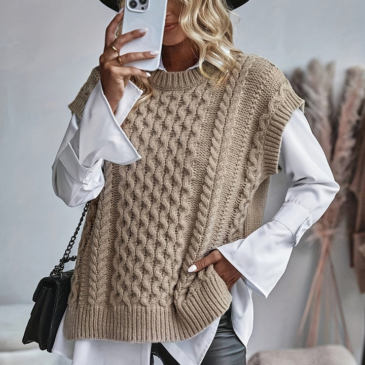 Bridget | Mysig Kabelstickad Tröja Väster