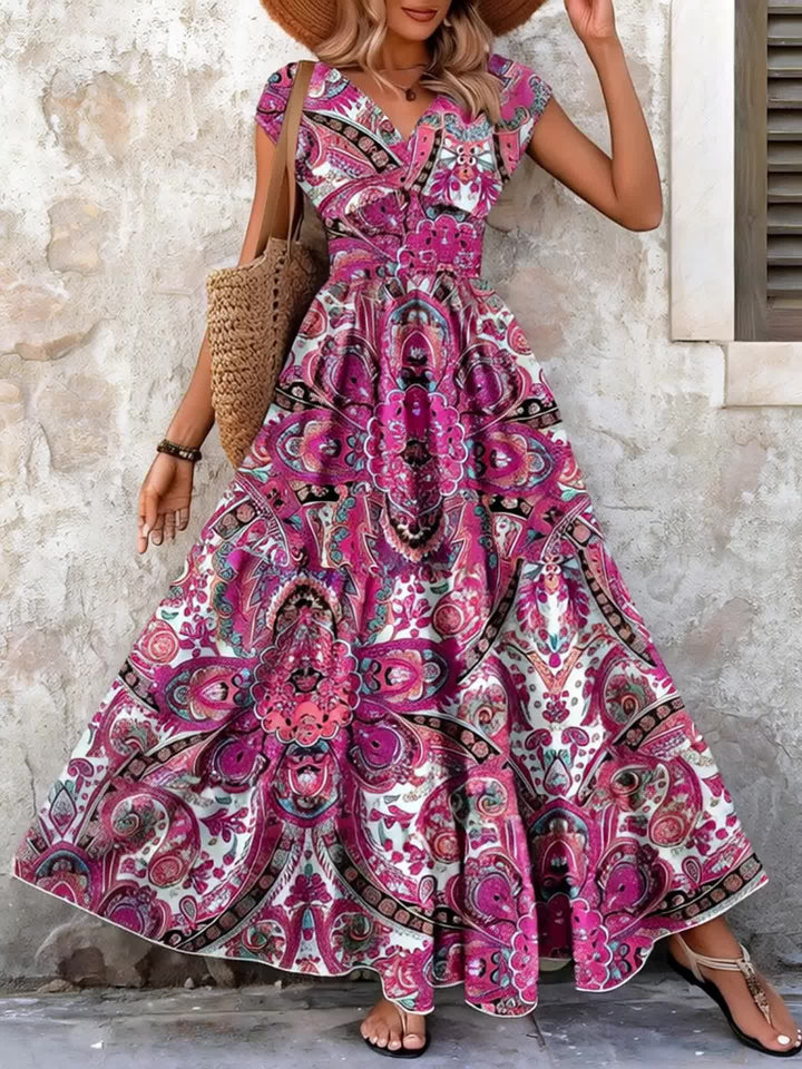 Roberta | Bohemisk Paisley Maxi Klänning