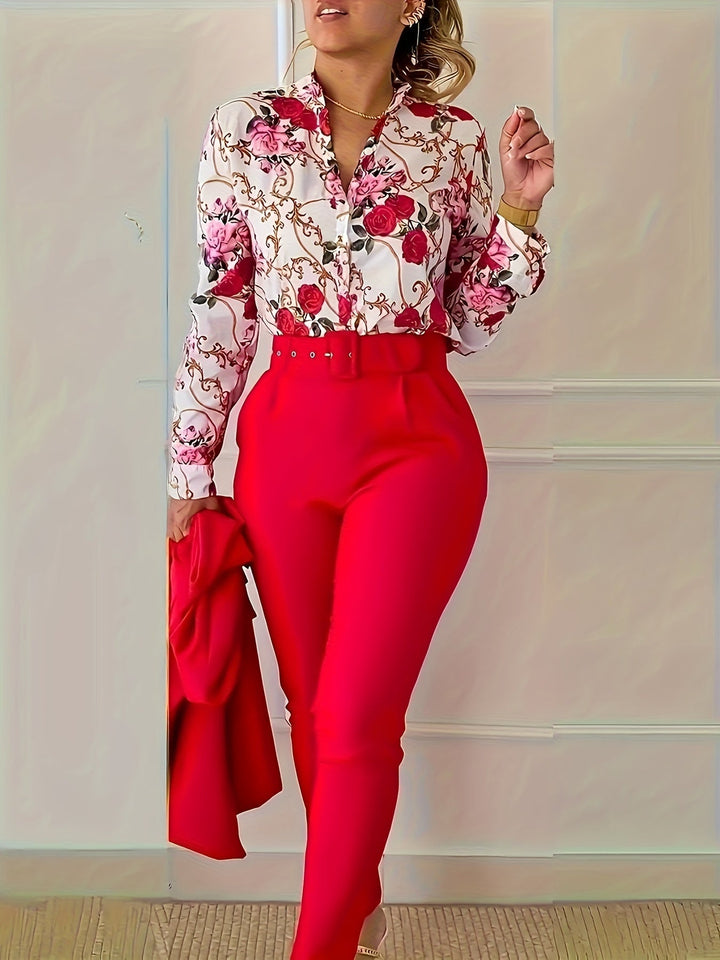 Susanna | Elegant Blommig Tvådelad Set