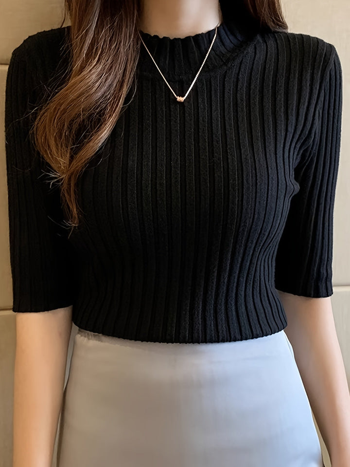 Verity | Ribbade Mock-Neck Topp