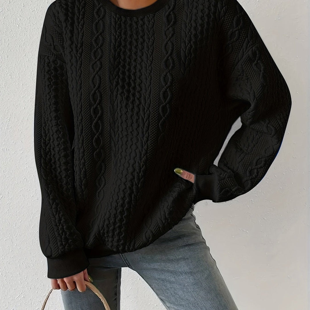 Joyce | Texturerad Kabelstickad Sweatshirt