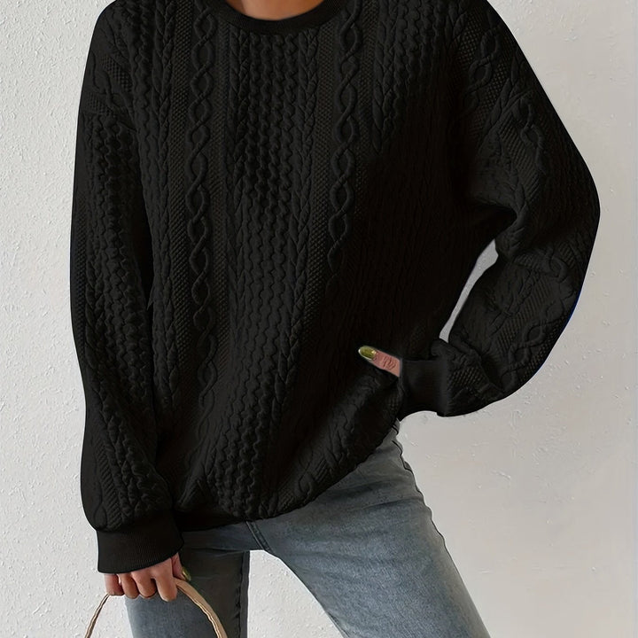 Joyce | Texturerad Kabelstickad Sweatshirt