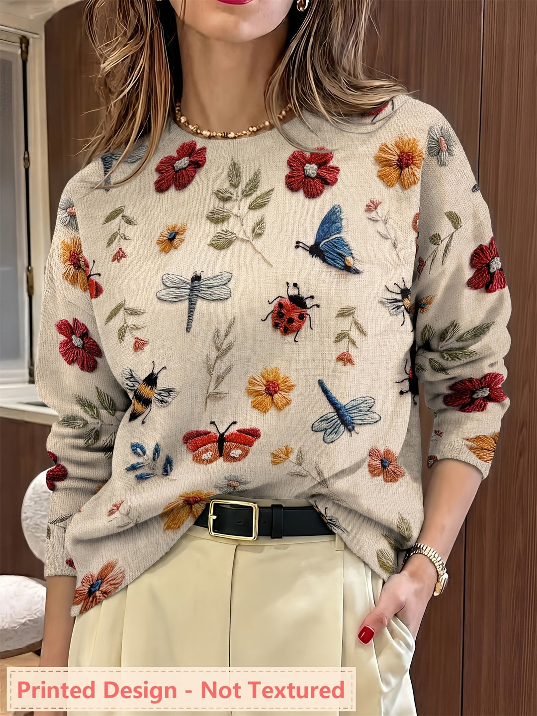 Elsie | Botanisk Tryckt Crewneck Tröja
