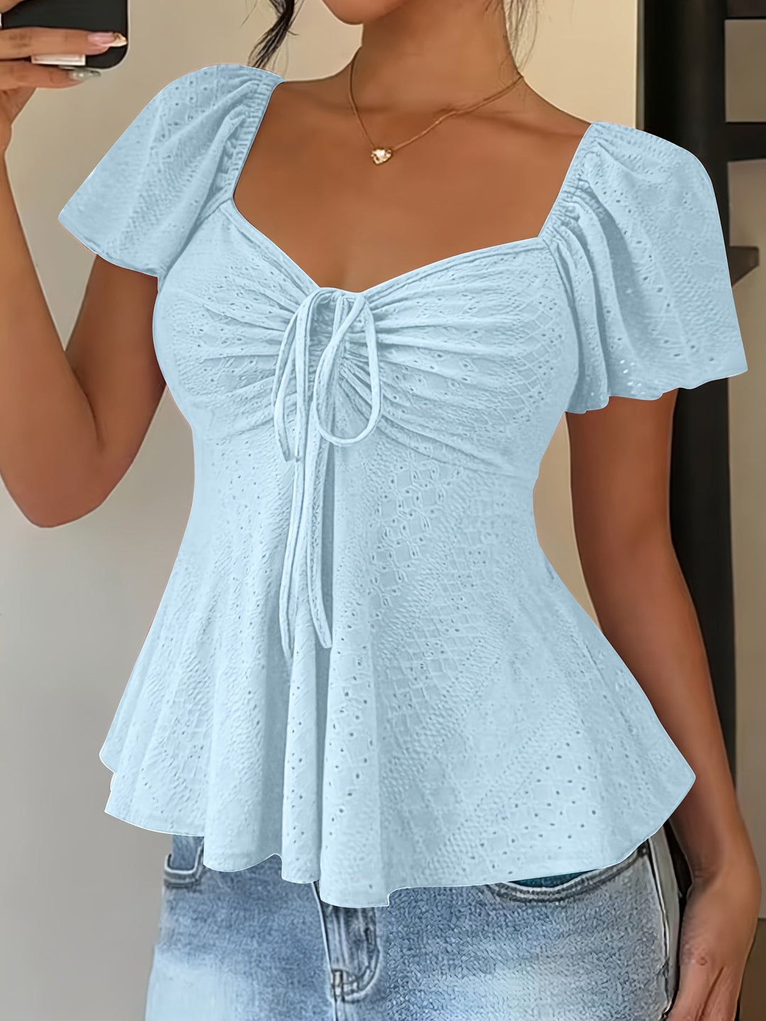 Josephine | Flutter-sleeve Peplum Top