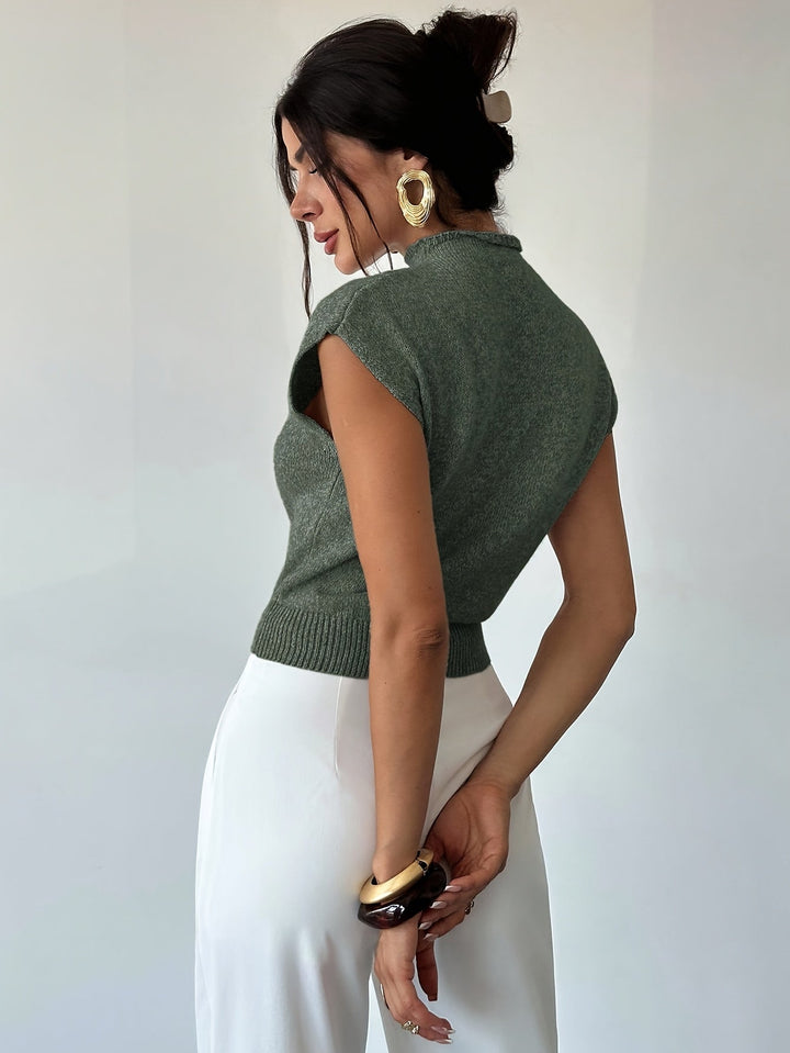 Claudia | Mock Neck Ärm-lös Tröja Väst