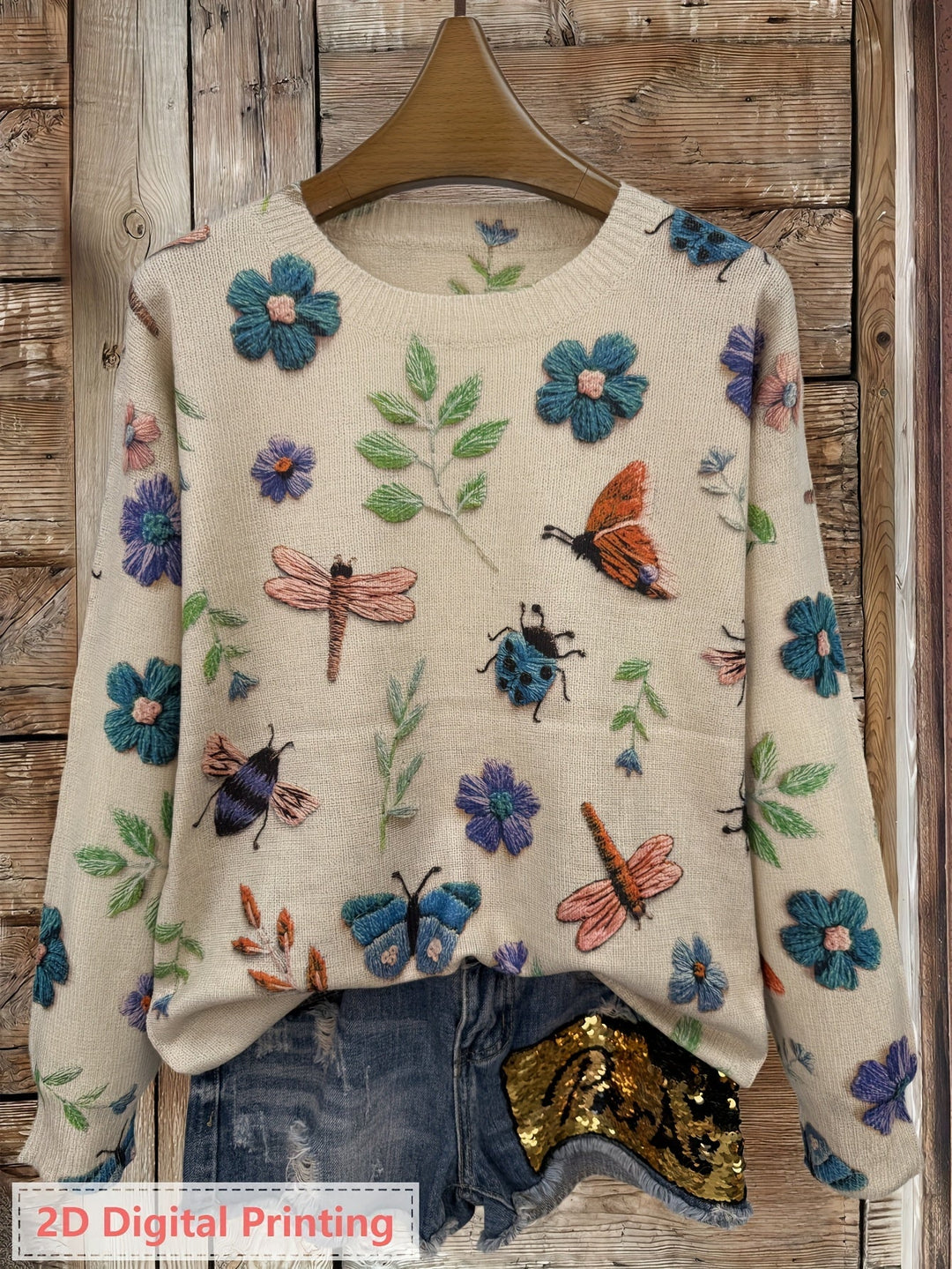 Elsie | Botanisk Tryckt Crewneck Tröja