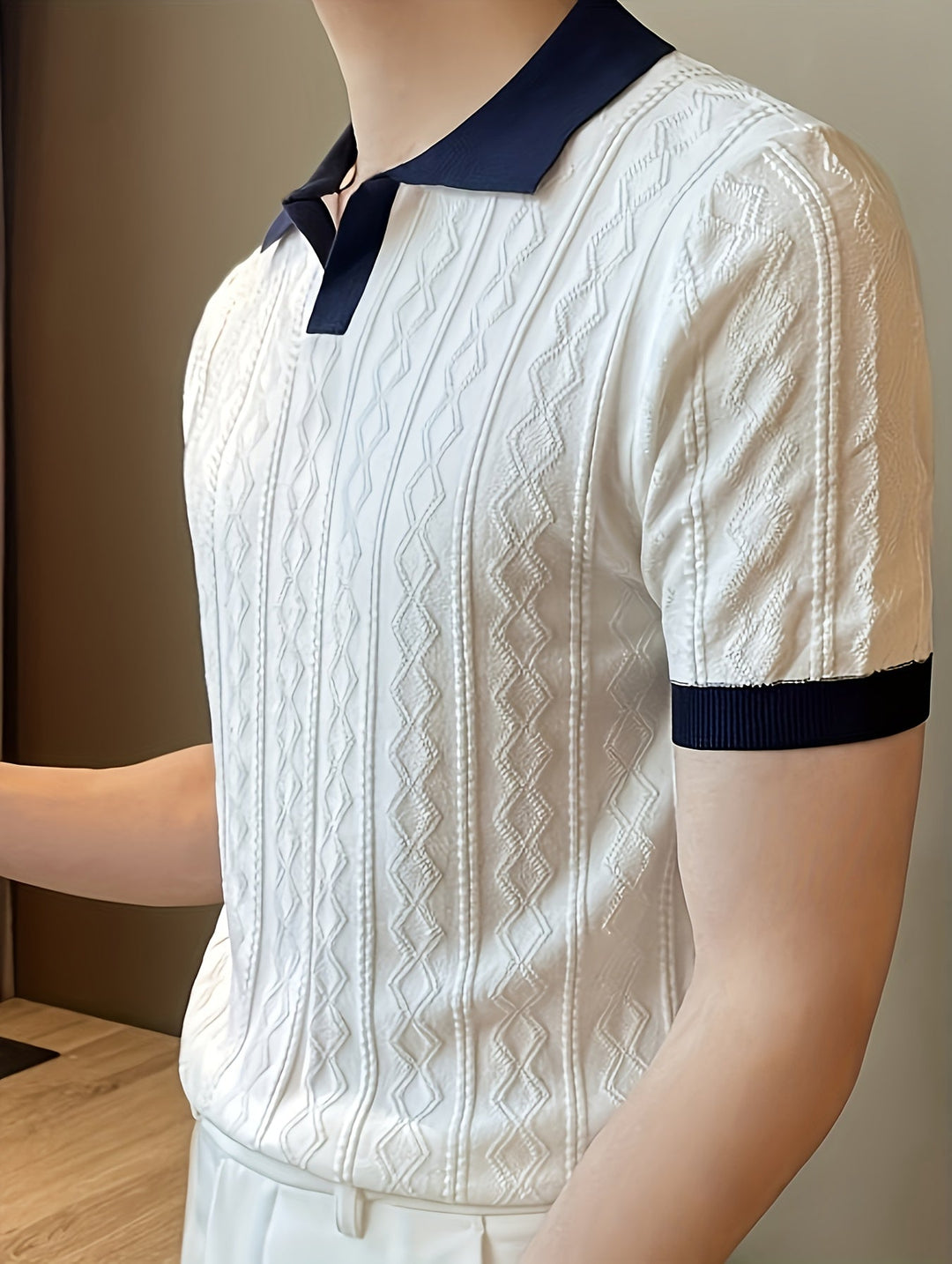 Barrett | Texturerad Polo med Kontrastkrage
