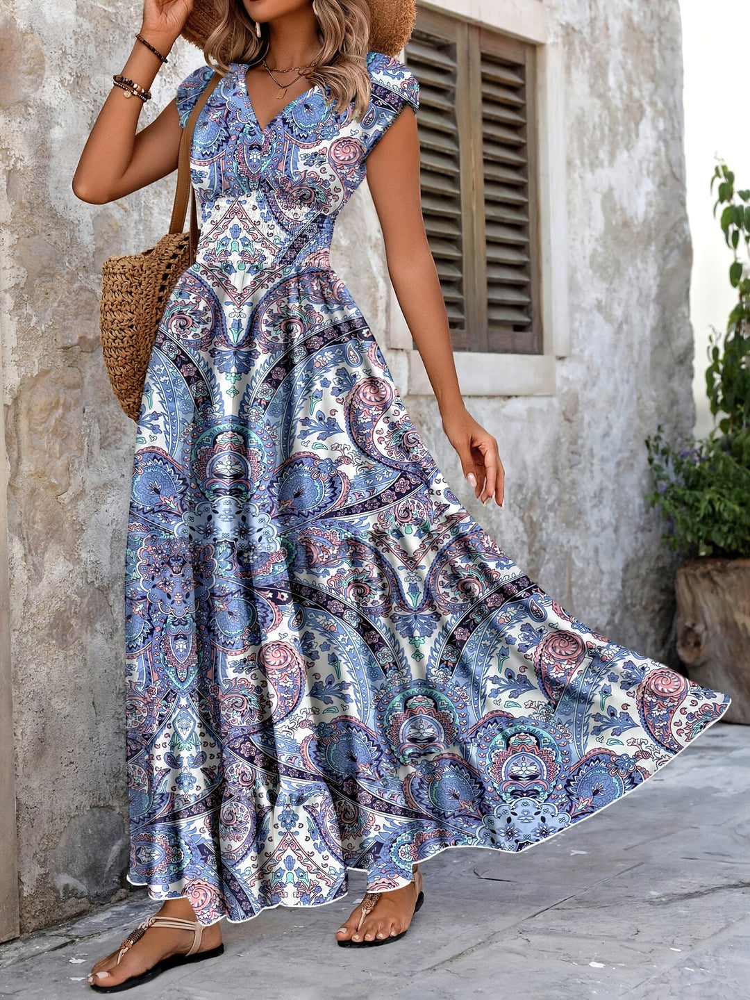 Roberta | Bohemisk Paisley Maxi Klänning
