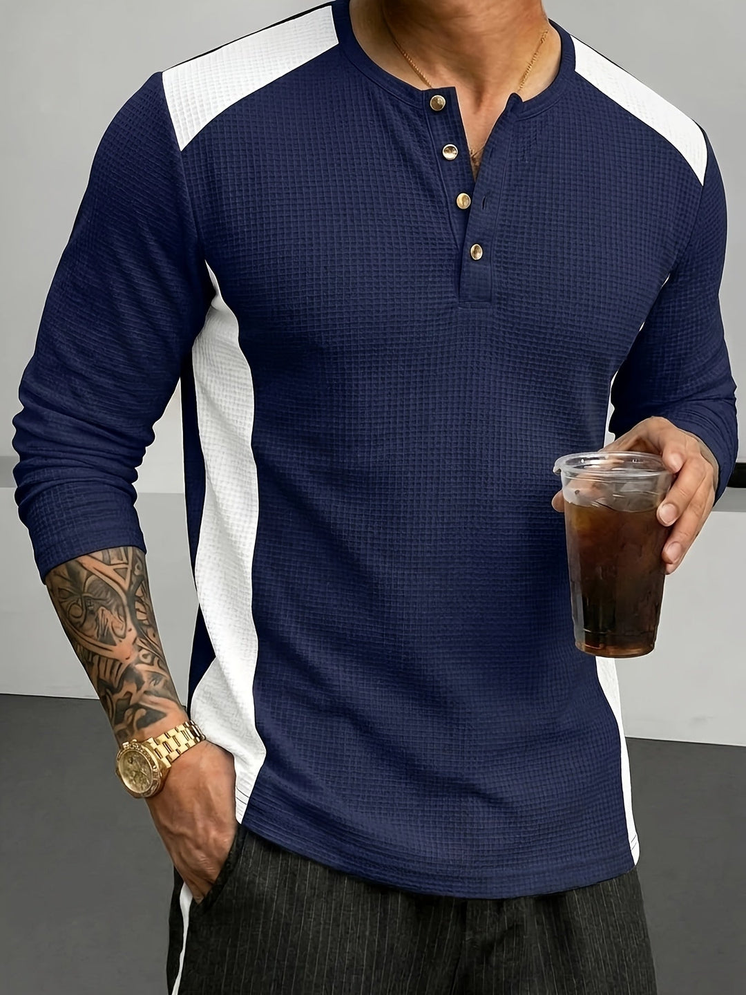 Curtis | Texturerad långärmad Henley