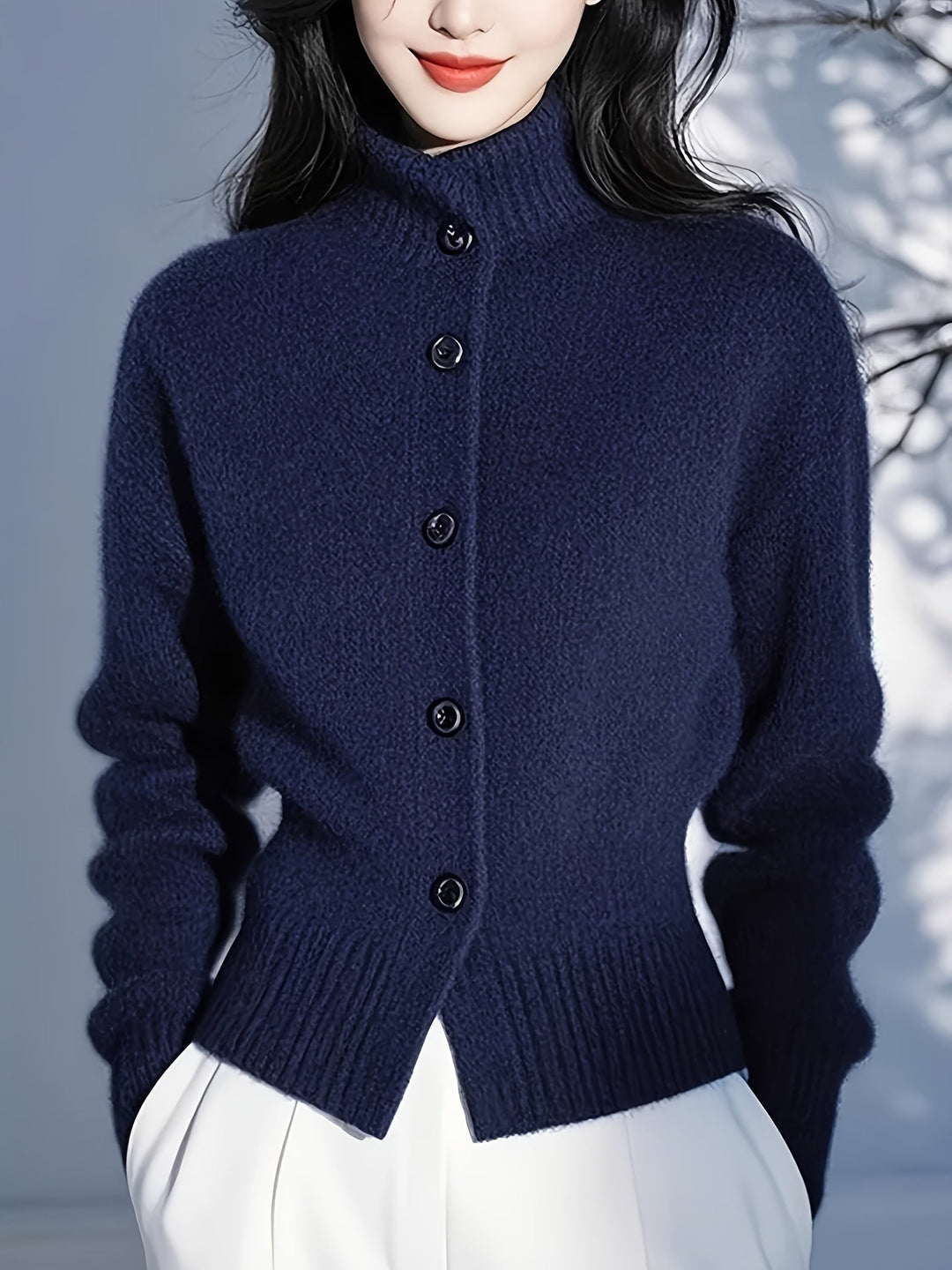Margot | Höghalsad Knapp Cardigan