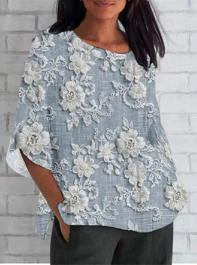 Miriam | Vintage Blommig Avslappnad Blus