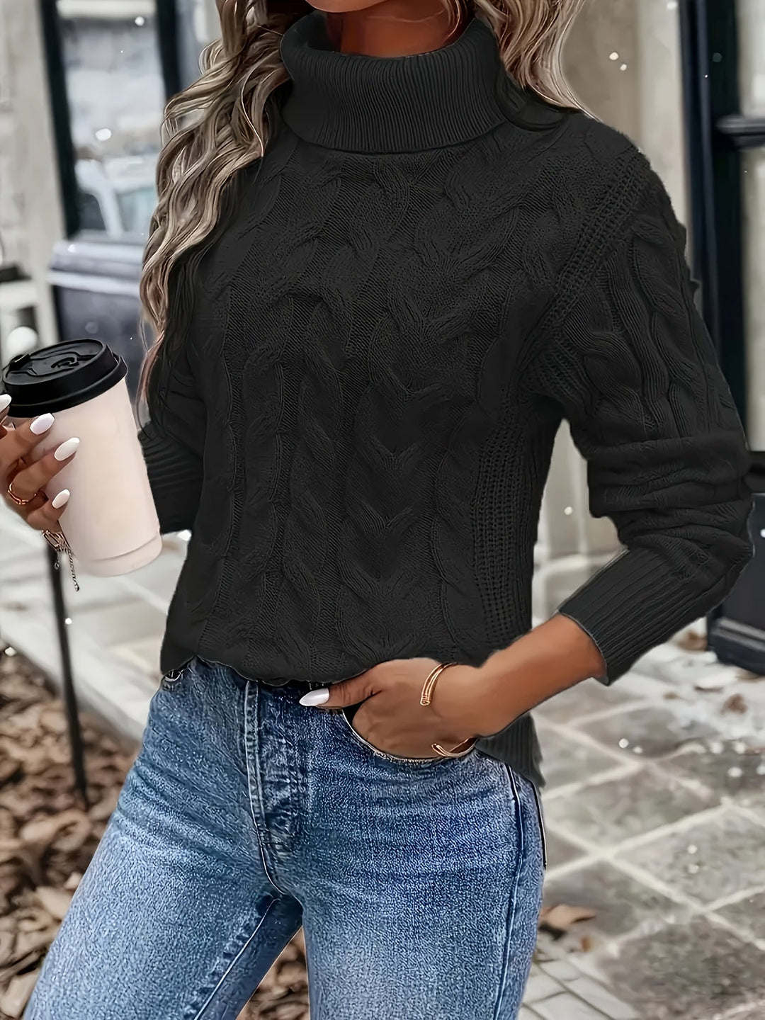 Celeste | Mysig kabelstickad polotröja