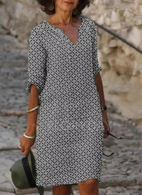 Celia | Vintage Split-Neck Sommarklänning
