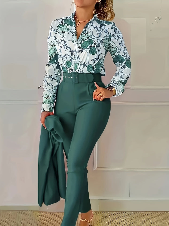 Susanna | Elegant Blommig Tvådelad Set