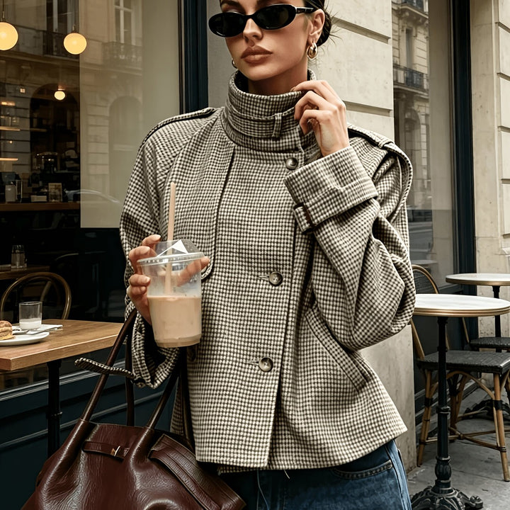 Marguerite | Jacka med ståkrage i houndstooth