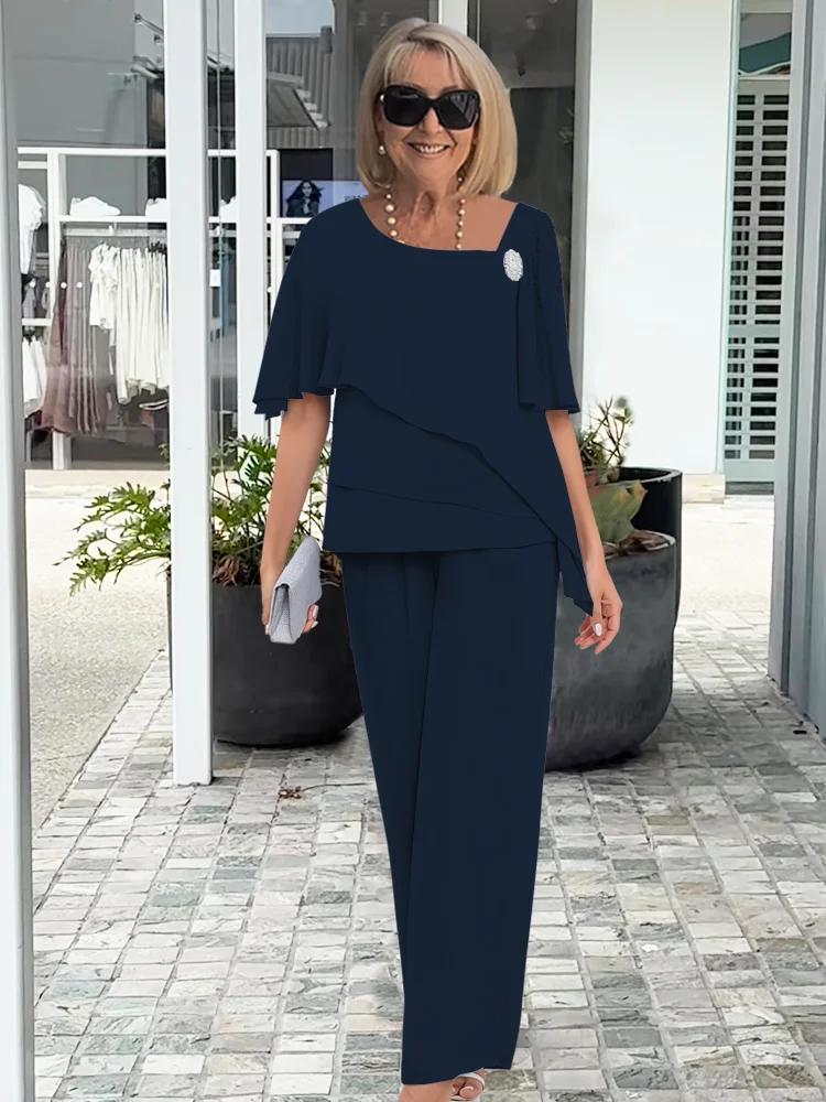 Caroline | Elegant Set med Vida Ärmar och Byxor