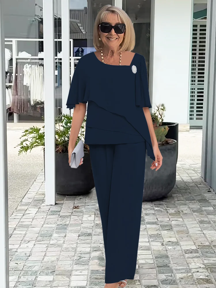 Caroline | Elegant Set med Vida Ärmar och Byxor
