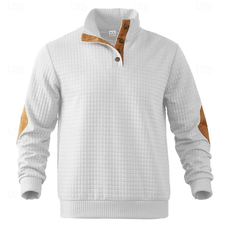 Garrett | Texturerad Pullover med Stående Krage
