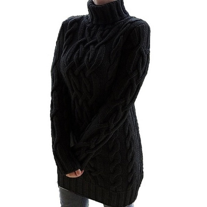 Thea | Kabeltexturerad Turtleneck Klänning
