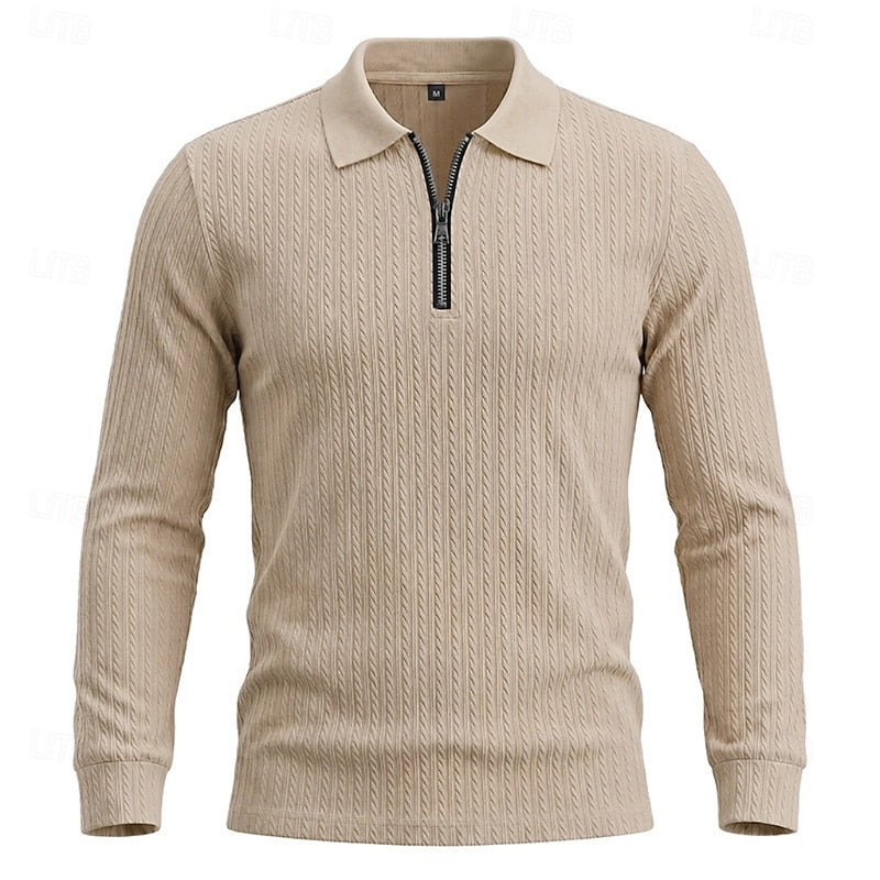 Rhett | Texturerad Quarter-Zip Polo Skjorta