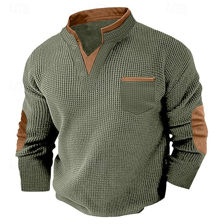 Russell | Texturerad Waffle Henley Skjorta