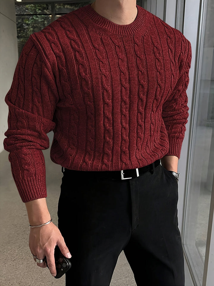 Jonas | Kabelstickad Crew Neck Tröja