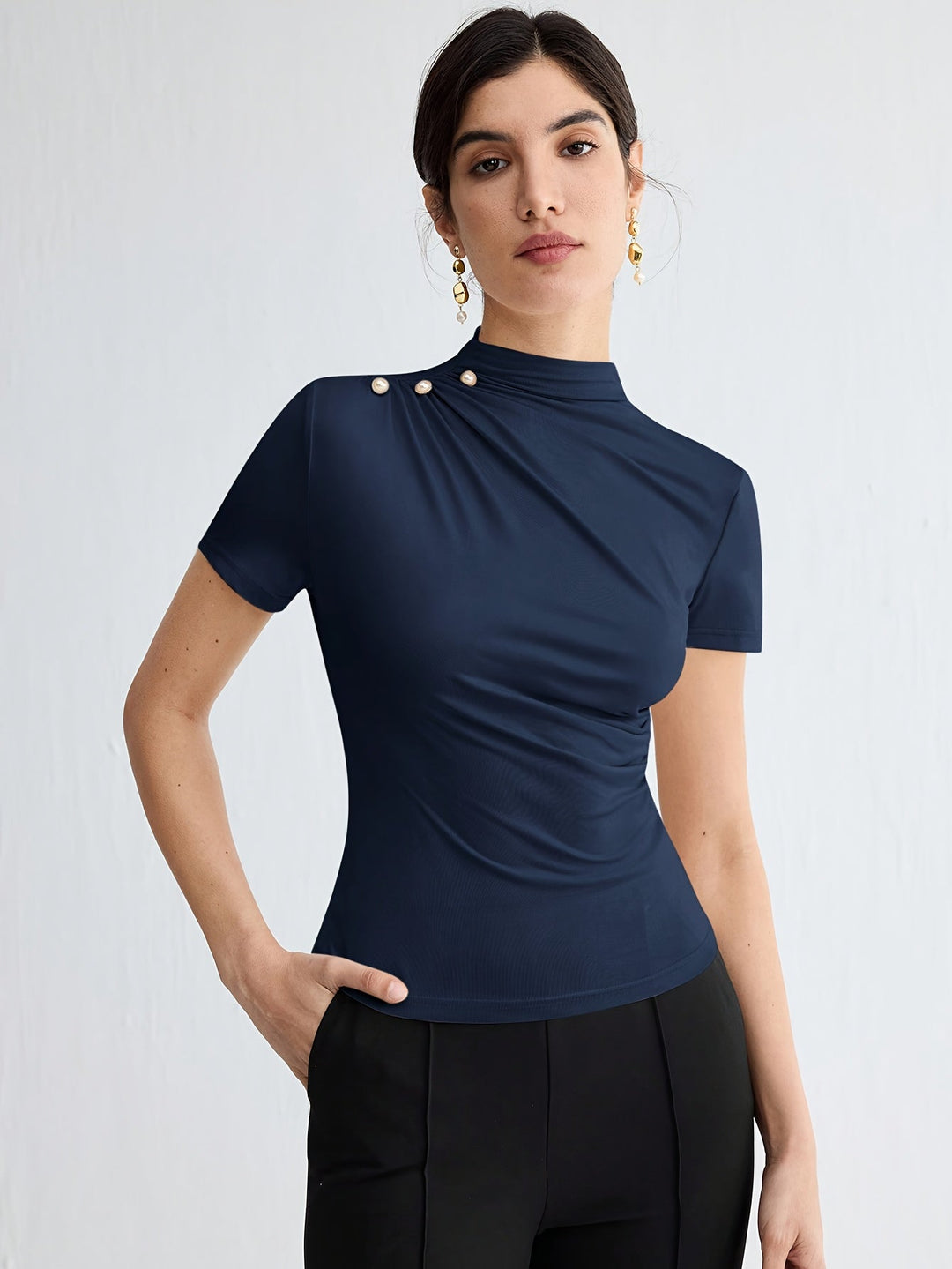 Sienna | Mock Neck Kortärmad Topp
