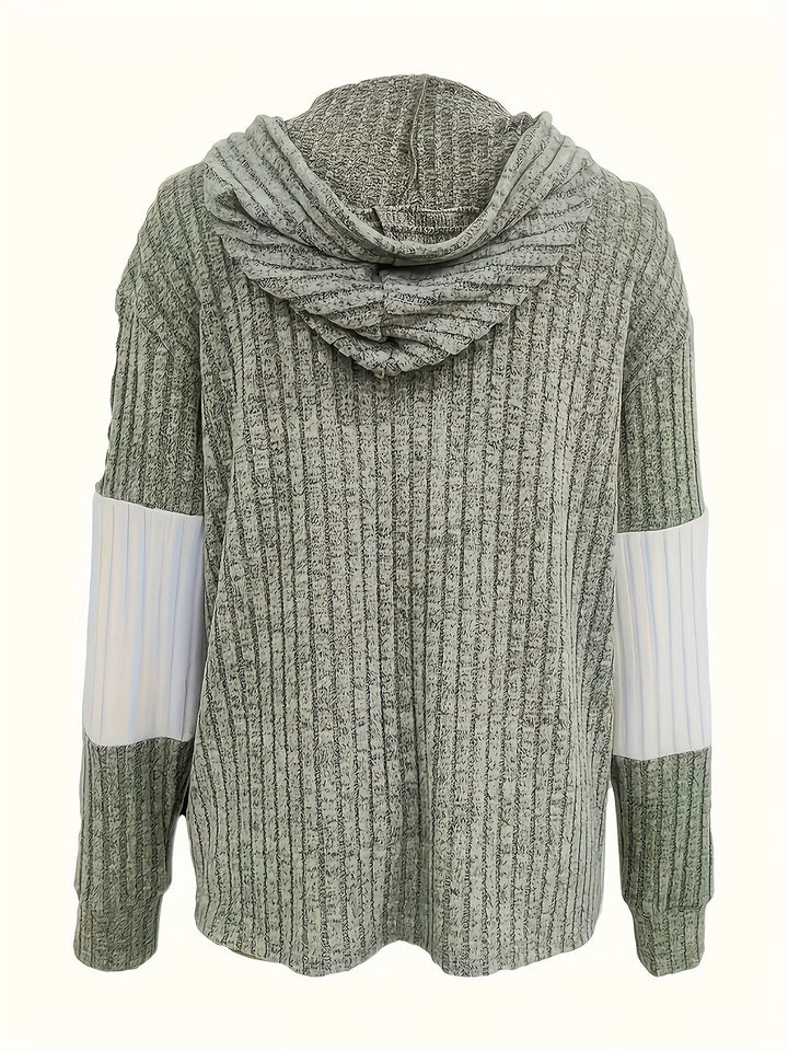 Cecilia | Texturerad Färgblockad Huva Jacka