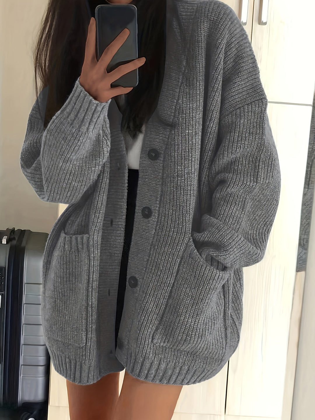 Maisie | Avslappnad Knapplång Cardigan
