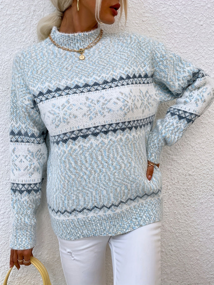 Tamsin | Mysig Snöflinga Mock-Neck Tröja