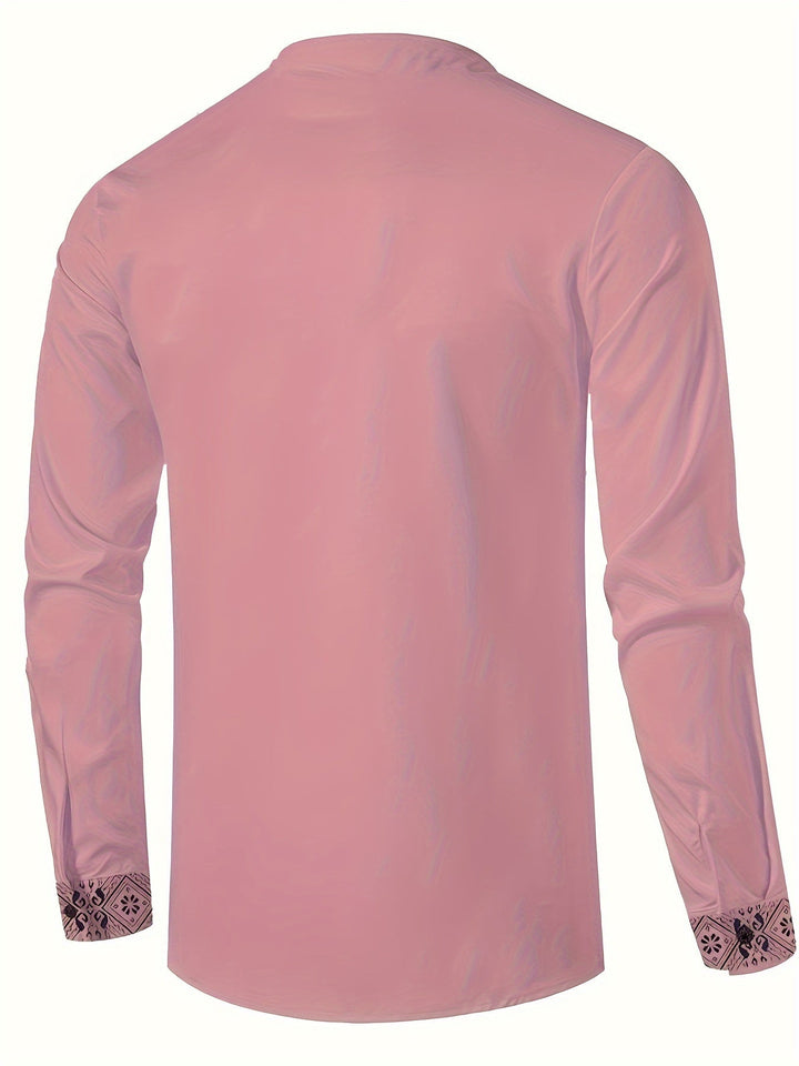Elias | Mönstrad långärmad Henley-skjorta