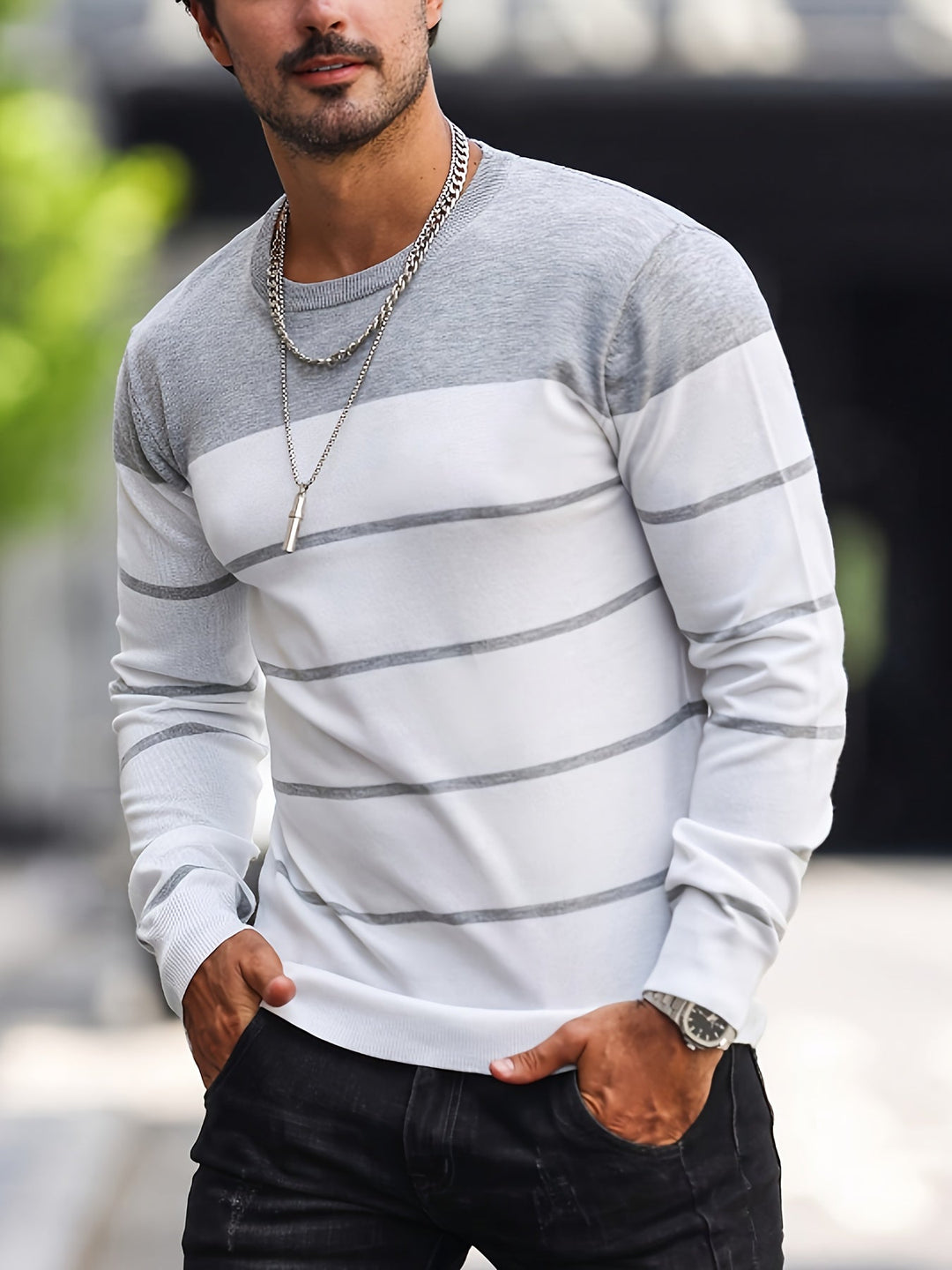 Henry | Randig Rundhalsad Tröja