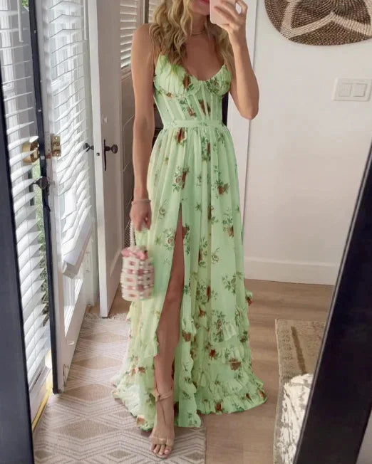 Zoey | Elegant Blommig Ärmlös Klänning
