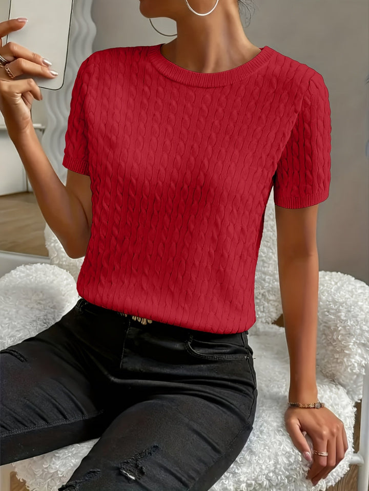 Tabitha | Texturerad Rundhalsad Kortärmad Topp