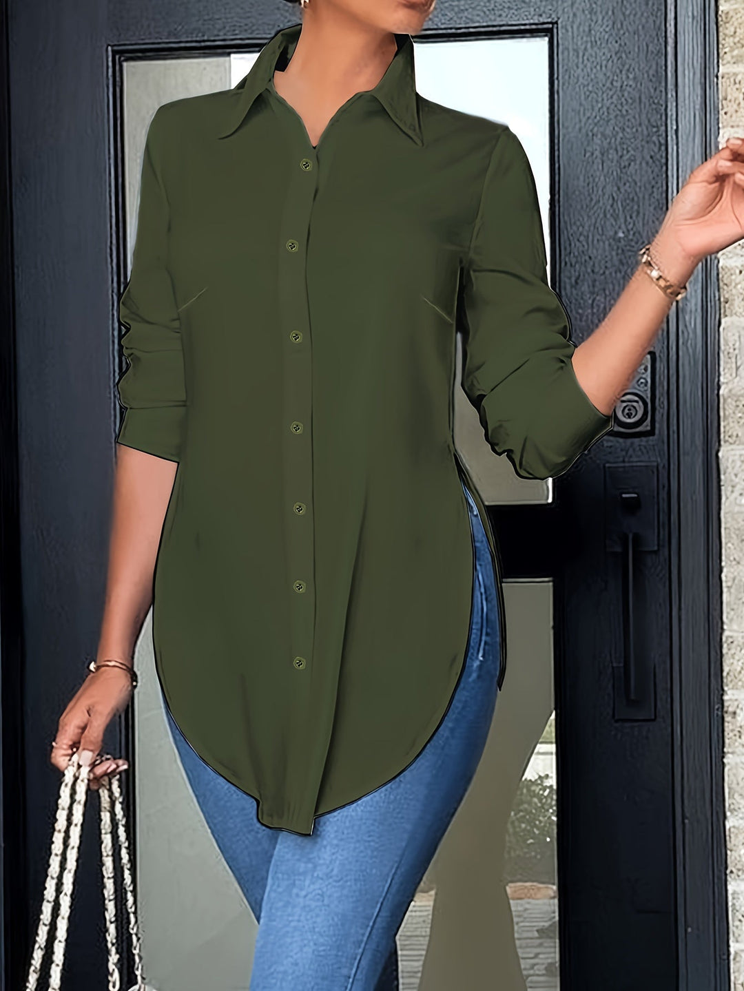Quinn | Fins Button-Front Blus