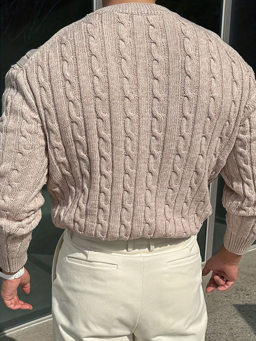 Jonas | Kabelstickad Crew Neck Tröja