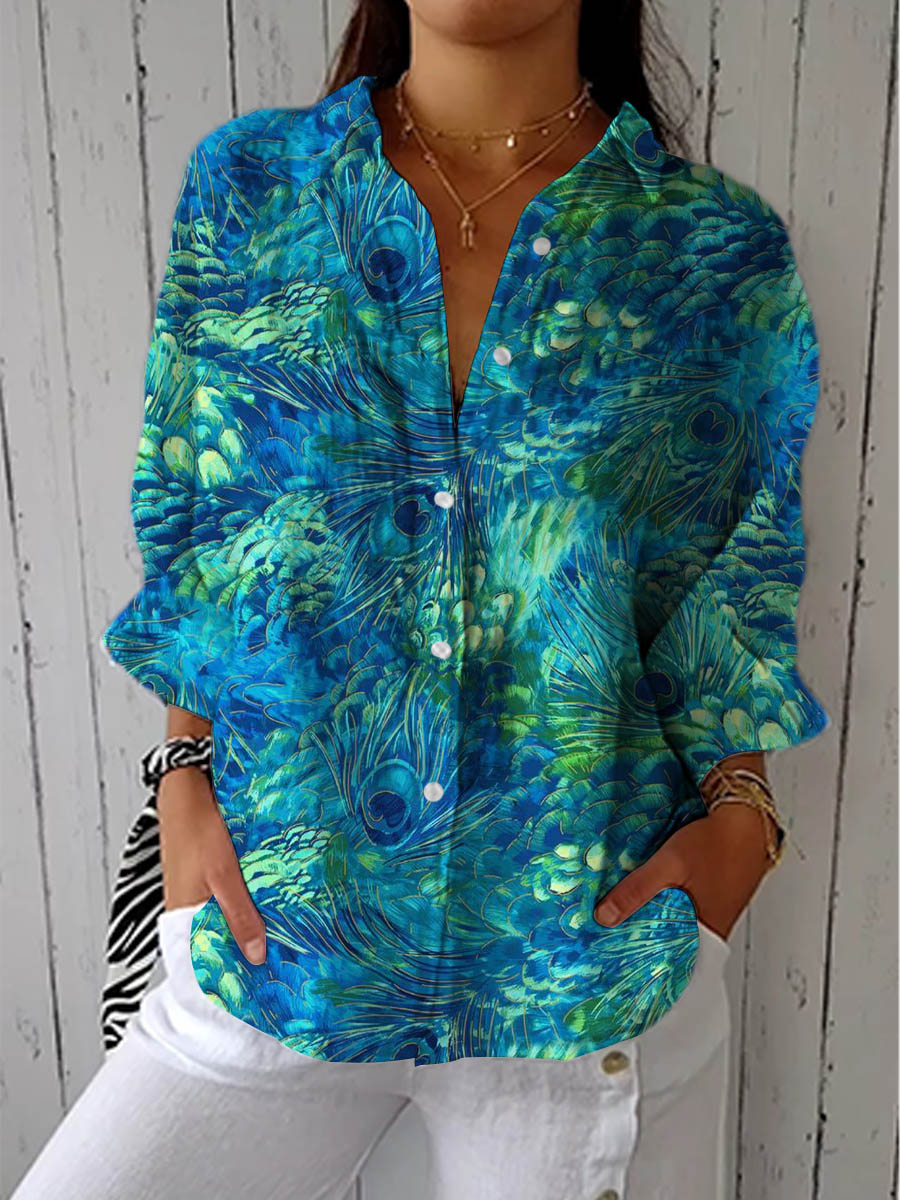 Doris | Stilig Påfågel Design Blus