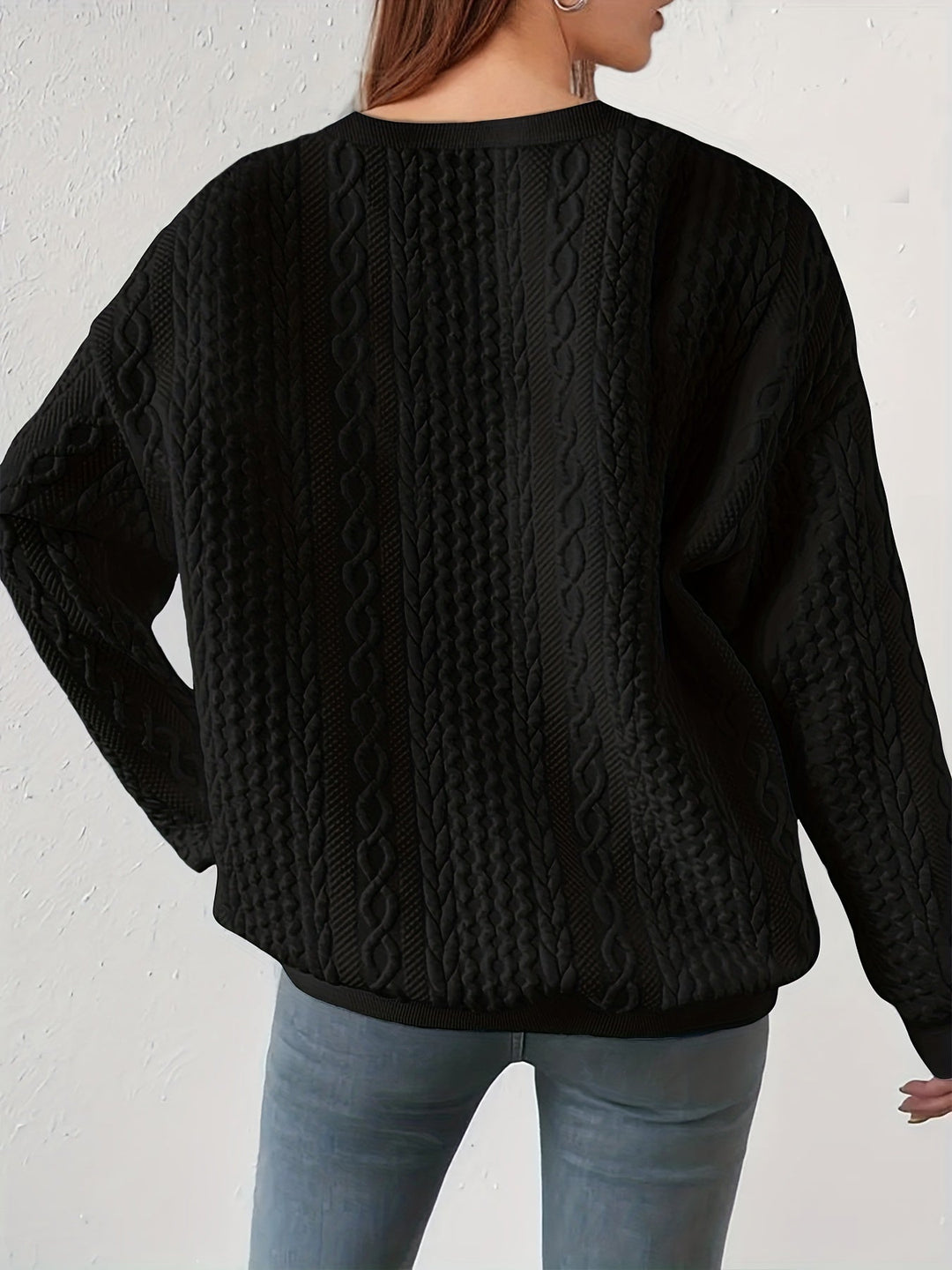 Joyce | Texturerad Kabelstickad Sweatshirt