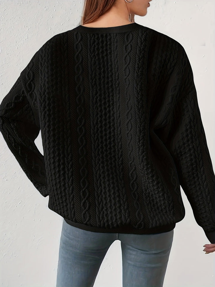 Joyce | Texturerad Kabelstickad Sweatshirt