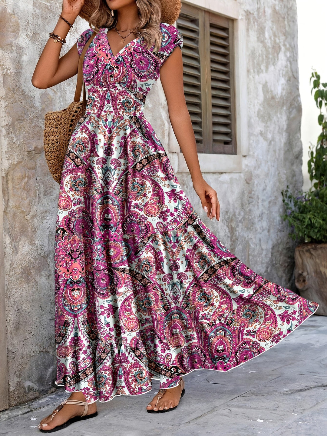Roberta | Bohemisk Paisley Maxi Klänning