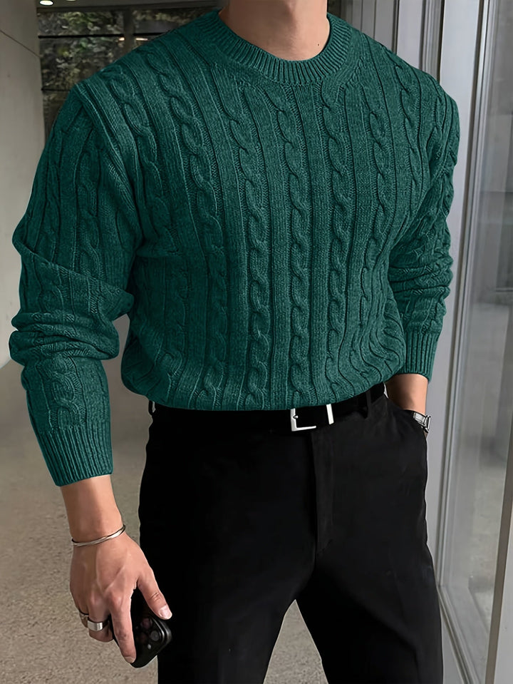 Jonas | Kabelstickad Crew Neck Tröja