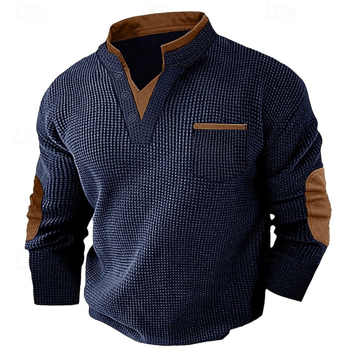 Russell | Texturerad Waffle Henley Skjorta