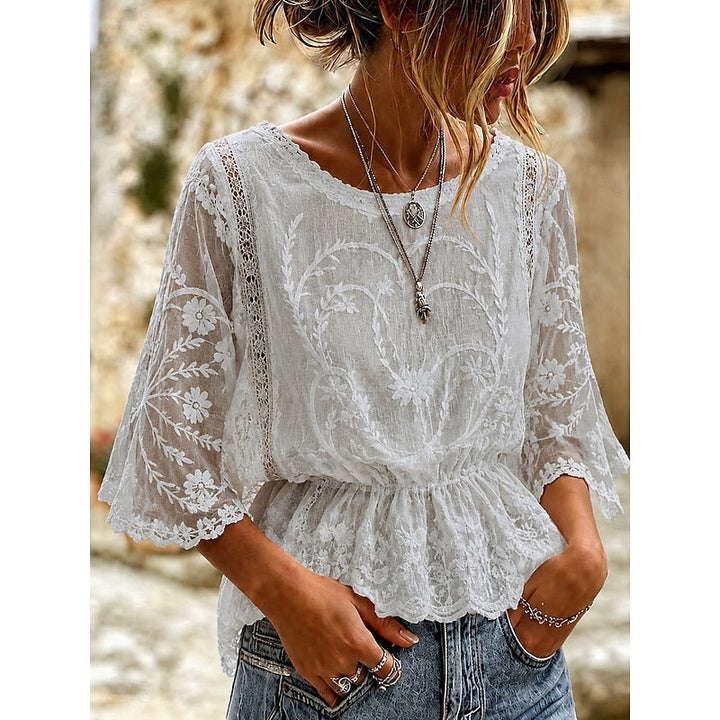 Sabrina | Broderad Peplum Blus