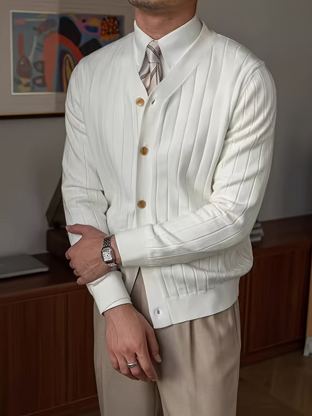 Arthur | Ribbade Knapp-up Cardigan