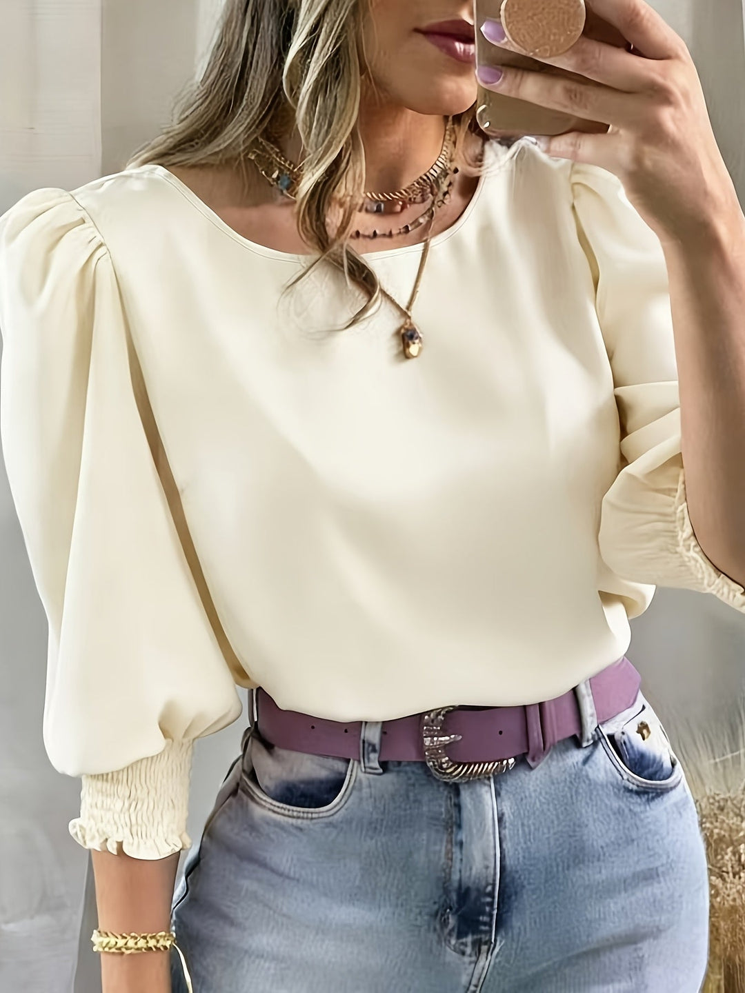 Ellen | Blus med Puffärmar